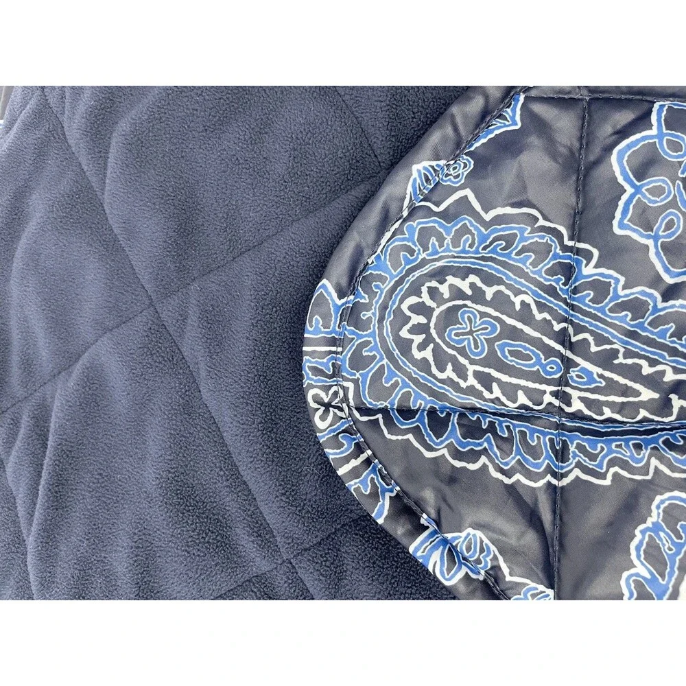 Vera Bradley Blue‎ Paisley Quilted Blanket Fleece Lined 51”x 77
